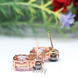 NATURAL 10 X 12mm. PINK MYSTIC TOPAZ, GRAY PEARL & CZ EARRINGS 925 SILVER