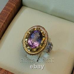 Natural Amethyst Stone Ring 925 Silver Certified Stone