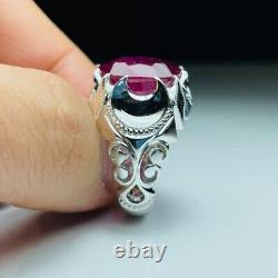 Natural Big Red Ruby Stone For Antique Design Jaali Frame Ruby Ring Silver 925