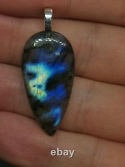 Natural Blue Labradorite Gemstone Pendant Gift Luck Protection Chakra