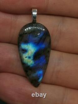 Natural Blue Labradorite Gemstone Pendant Gift Luck Protection Chakra