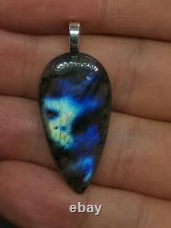 Natural Blue Labradorite Gemstone Pendant Gift Luck Protection Chakra