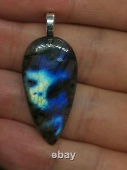 Natural Blue Labradorite Gemstone Pendant Gift Luck Protection Chakra