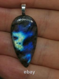 Natural Blue Labradorite Gemstone Pendant Gift Luck Protection Chakra