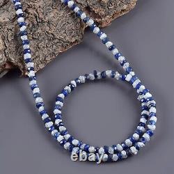 Natural Blue Sapphire & Rough Gray Diamond Nuggets 925 Silver 18 Beads Necklace