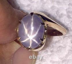 Natural Bluish Gray Star Sapphire 14kt Rose Gold Hand Made Antique Ring