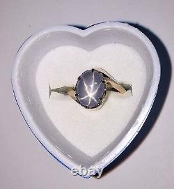 Natural Bluish Gray Star Sapphire 14kt Rose Gold Hand Made Antique Ring