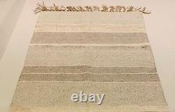 Natural Cream Stone Grey Striped Recycled Cotton Rich Jute Washable Rugs Runner