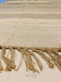 Natural Cream Stone Grey Striped Recycled Cotton Rich Jute Washable Rugs Runner