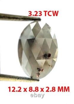 Natural Diamond Gray Oval Rose Cut 3.23tcw 12.2 X 8.8 X 2.8mm For Gift Low Price