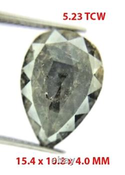 Natural Diamond Gray Pear Rose Cut I1 5.23tcw 15.4 X 10.8 X 4.0 Mm For Gift