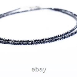 Natural Earth Mined Certified 3mm Unisex Black Diamond 18 inches Necklace-VIDEO