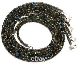 Natural Gem Blue Fire Labradorite 5MM Smooth Rondelle Beads 17Necklace 10Pc Lot