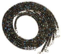 Natural Gem Blue Fire Labradorite 5MM Smooth Rondelle Beads 17Necklace 10Pc Lot