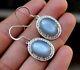 Natural Gray Color Gemstone Moonstone Earring Vintage Stud Jewelry Gift For Her