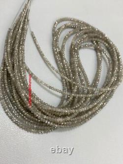 Natural Grey Diamond Faceted Polish Rondelle Shape Gemstone Beads, Size 1.80-3mm