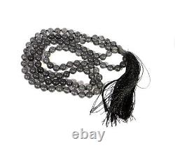 Natural Grey Gemstone, Tassel Necklace, Round Beads Japa mala, beads necklace