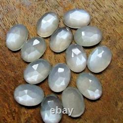 Natural Grey moonstone oval rose cut 7x9mm To 10x14mm Loose Gemstone AAA