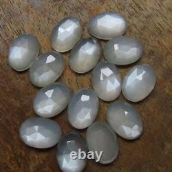 Natural Grey moonstone oval rose cut 7x9mm To 10x14mm Loose Gemstone AAA