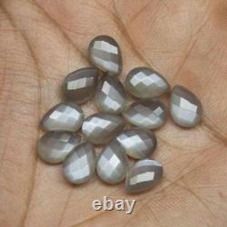 Natural Grey moonstone pear checker cut 7x10mm To 12x16mm Loose Gemstone AAA