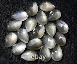 Natural Grey moonstone pear rose cut 7x10mm To 12x16mm Loose Gemstone AAA