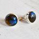 Natural Labradorite Gemstone With 925 Sterling Silver Cufflink #2267