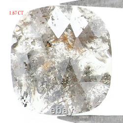 Natural Loose Cushion Diamond Black Grey Color 1.67 CT 8.25 MM Rose Cut L1714