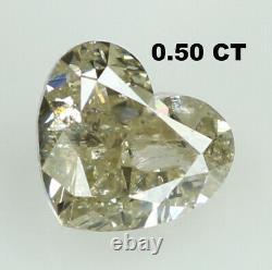 Natural Loose Diamond Heart Yellow Grey Color I1 Clarity 4.80 MM 0.50 Ct L7528