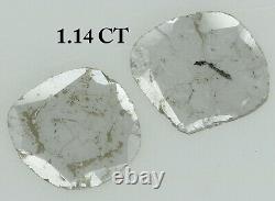 Natural Loose Diamond Slice Ice Grey Color I3 Clarity 2 Pcs 1.14 Ct L7695