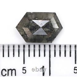 Natural Loose Hexagon Black Grey Color Diamond 1.59 CT 9.10 MM Rose Cut L6636