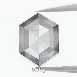 Natural Loose Hexagon Grey Color Diamond 0.62 CT 5.80 Hexagon Rose Cut N1533