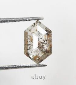 Natural Loose Hexagon Shape Salt And Pepper Diamond Grey Color 0.56 CT 7.3 MM