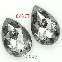 Natural Loose Pear Black Grey Color Diamond 0.68 CT 5.80 MM Pear Rose Cut L1087