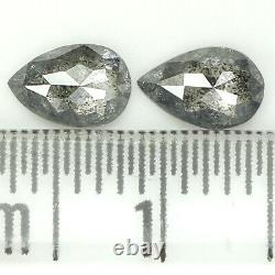 Natural Loose Pear Black Grey Color Diamond 0.68 CT 5.80 MM Pear Rose Cut L1087