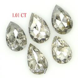 Natural Loose Pear Black Grey Diamond Color 1.01 CT 4.35 MM Pear Rose Cut L1268