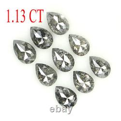 Natural Loose Pear Diamond Black Grey Color 1.13 CT 3.60 MM Rose Cut KDL1284