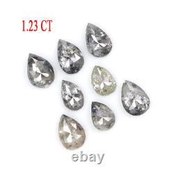 Natural Loose Pear Diamond Black Grey Color 1.23 CT 3.83 MM Rose Cut N1894