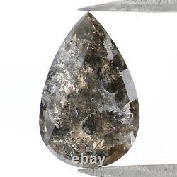 Natural Loose Pear Shape Salt And Pepper Diamond 1.18 CT 9.30 MM Rose Cut L1762