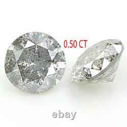 Natural Loose Round Black Grey Color Diamond 0.50 CT 4.00 MM BrilliantCut KR2389