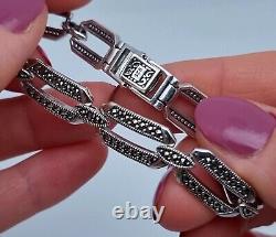 Natural Marcasite gemstones Bracelet, sterling silver 925, 8.5Inches