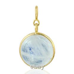 Natural Rainbow Moonstone 18k Yellow Gold Necklace Pendant Jewelry