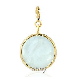 Natural Rainbow Moonstone 18k Yellow Gold Necklace Pendant Jewelry