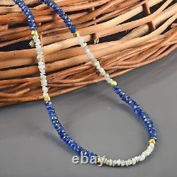 Natural Rough Gray Diamond & Blue Sapphire Beads 18 Chain Ladies Necklace