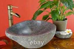 Natural Stone Wash Basin To 55 CM Round Gray Large Stone Sink Bathroom New