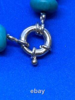 Natural Turquoise Pieces Necklace with Silver Spring Ring Clasp