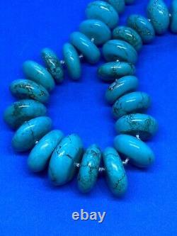 Natural Turquoise Pieces Necklace with Silver Spring Ring Clasp