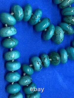 Natural Turquoise Pieces Necklace with Silver Spring Ring Clasp