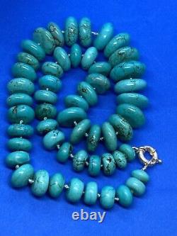 Natural Turquoise Pieces Necklace with Silver Spring Ring Clasp