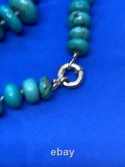 Natural Turquoise Pieces Necklace with Silver Spring Ring Clasp