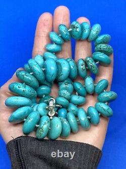 Natural Turquoise Pieces Necklace with Silver Spring Ring Clasp